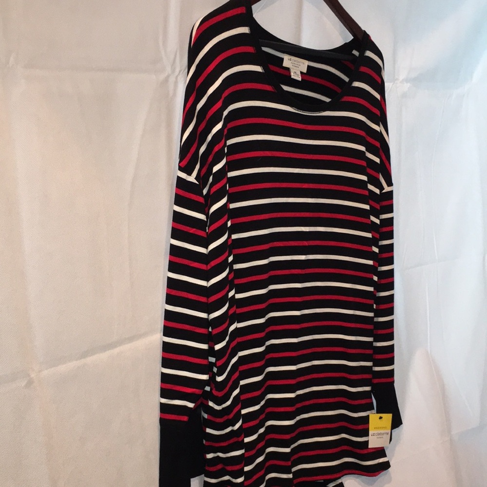 NWT Liz Claiborne Weekend Woman 3X Striped Long Sleeve Tunic Top